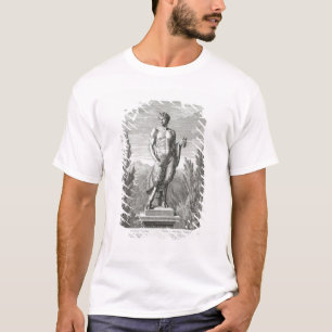 Statue eines Satyr, der eine Weintraube, Versa T-Shirt