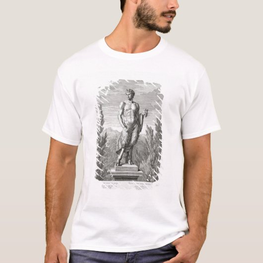 Statue eines Satyr, der eine Weintraube, Versa T-Shirt (Vorderseite)