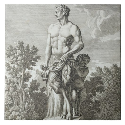 Statue eines Satyr in Versailles, 1675, von 'Vues Fliese (Vorderseite)