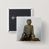Statue eines Sitzmannes, Mbembe, Nigeria Button (Vorne & Hinten)
