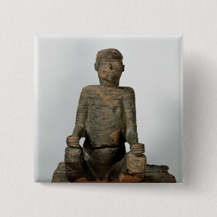 Statue eines Sitzmannes, Mbembe, Nigeria Button