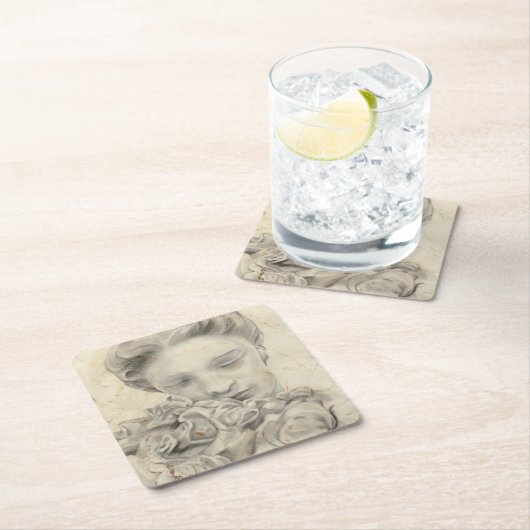 Statue im Garten I Rechteckiger Pappuntersetzer (Vor Ort)