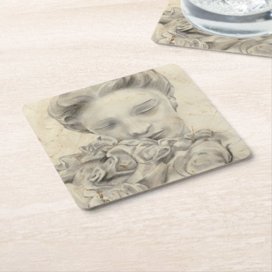 Statue im Garten I Rechteckiger Pappuntersetzer (angewinkelt)