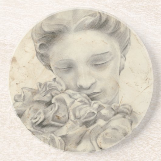 Statue im Garten I Sandstein Untersetzer (Vorne)