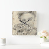 Statue in the Garden I Quadratische Wanduhr (Zuhause)