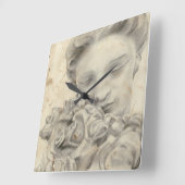 Statue in the Garden I Quadratische Wanduhr (Winkel)