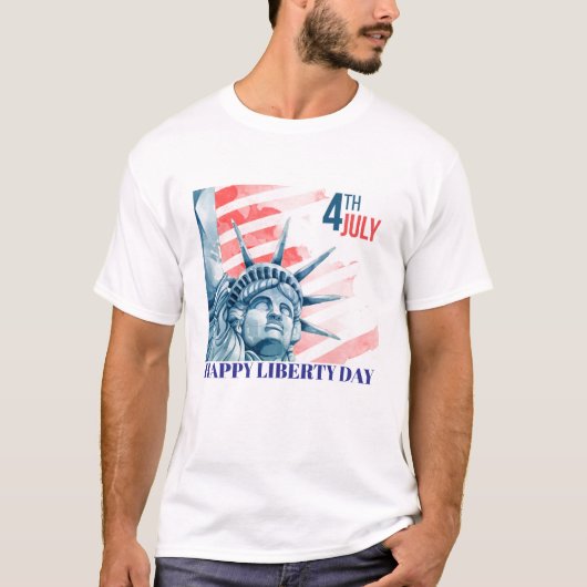 Statue Liberty 4. Juli Custom Mens T-Shirt (Vorderseite)