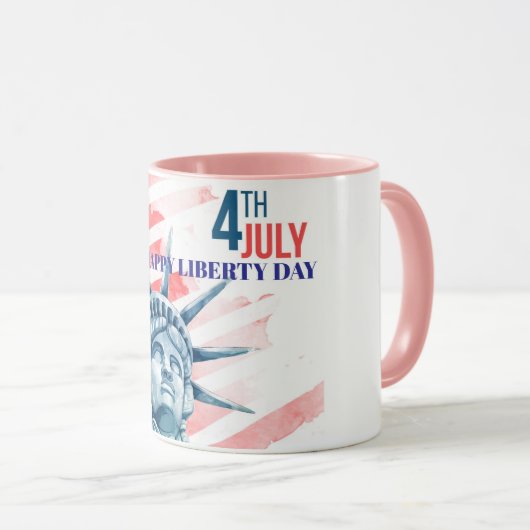 Statue Liberty 4. Juli Custom Tasse (VorderseiteRechts)
