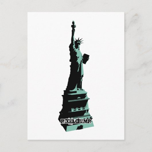 Statue Liberty Green Postkarte (Vorderseite)