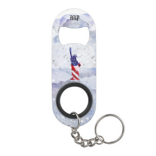 *~* Statue Liberty. Veteran Military Red Blue Mini Flaschenöffner