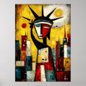 Statue Liberty Zeitgenössischer Abstrakter Express Poster (Vorne)
