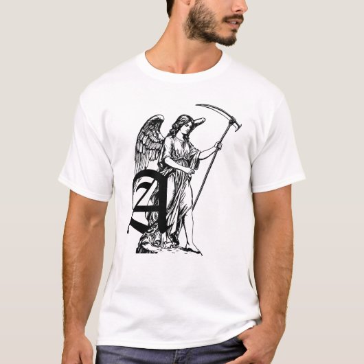 statue of a winged angel holding a scyth T-Shirt (Vorderseite)