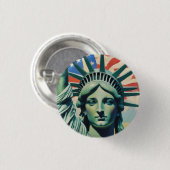 Statue of Liberty & American Flag Art New York Button (Vorne & Hinten)