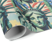 Statue of Liberty & American Flag Art New York Geschenkpapier (Rolleneckpunkt)