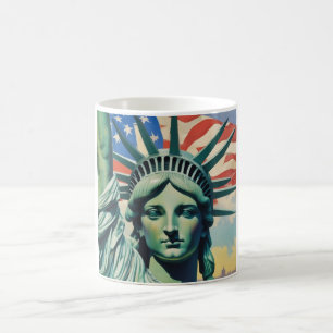 Statue of Liberty & American Flag Art New York Kaffeetasse