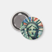 Statue of Liberty & American Flag Art New York Magnet (Vorderseite/Rückseite)