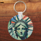 Statue of Liberty & American Flag Art New York Schlüsselanhänger (Vorderseite)