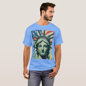 Statue of Liberty & American Flag Art New York T-Shirt (Vorne ganz)