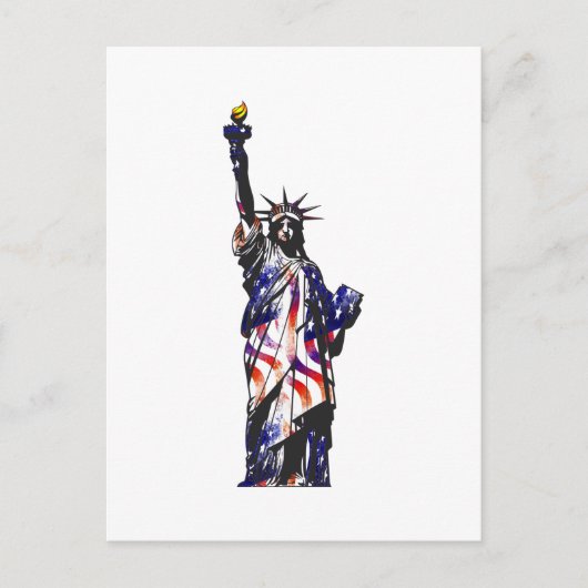 Statue of Liberty American USA National Flag Indep Postkarte (Vorderseite)