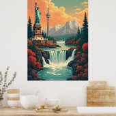 Statue of Liberty and CN Tower Landscape Poster (Küche)