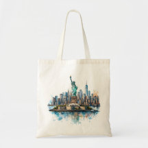 Statue of Liberty Aquarell NYC Skyline