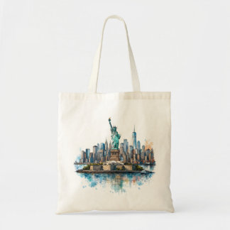 Statue of Liberty Aquarell NYC Skyline Tragetasche