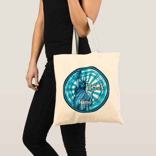 Statue of Liberty Blue USA Tote Bag Tragetasche (Vorderseite (Produkt))