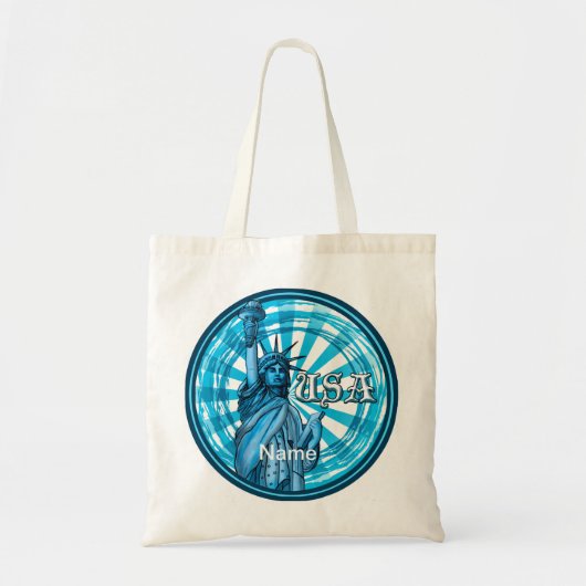 Statue of Liberty Blue USA Tote Bag Tragetasche (Vorne)
