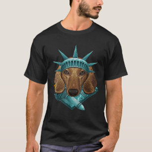 Statue of Liberty Dackel 4. Juli Hund USA Am T-Shirt