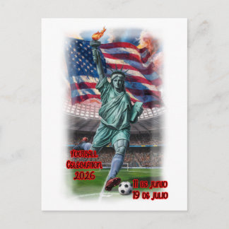 Statue of Liberty feiert Fußball auf einem Feiertagspostkarte