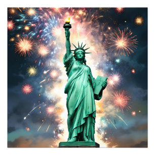 Statue Of Liberty Feuerwerk Unabhängigkeitstag, Fotodruck