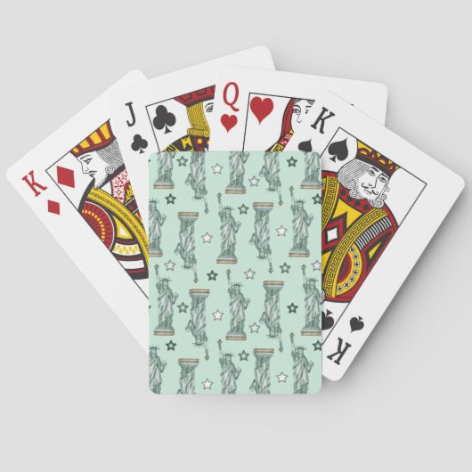Statue of Liberty - Green Stars Playing Cards Spielkarten (Rückseite)