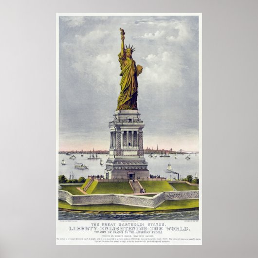 Statue of Liberty Historical Lithograph (1886) Poster (Vorne)