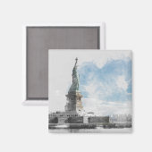 Statue of Liberty Magnet Manhattan NYC Wasserfarbe (Vorderseite/Rückseite)