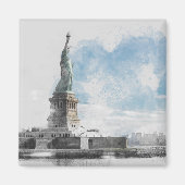Statue of Liberty Magnet Manhattan NYC Wasserfarbe (Vorne)
