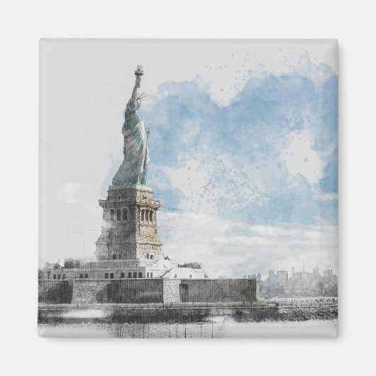 Statue of Liberty Magnet Manhattan NYC Wasserfarbe (Vorne)