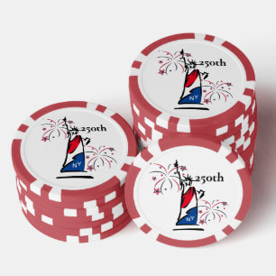 Statue of Liberty mit Feuerwerk 250. Unabhängigkei Pokerchips