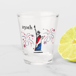 Statue of Liberty mit Feuerwerk 250. Unabhängigkei Schnapsglas