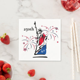 Statue of Liberty mit Feuerwerk 250. Unabhängigkei Serviette