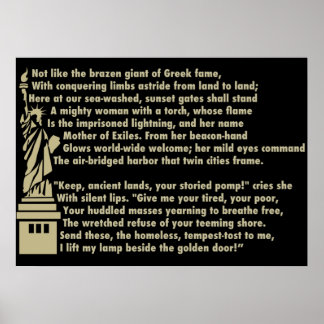 Statue of Liberty - New Colossus Patriotic Poem Poster
