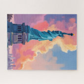 Statue of Liberty New York City Watercolor Puzzle (Horizontal)