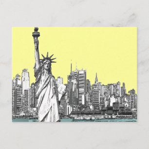 Statue of Liberty New York Sketch Style Postcard Postkarte
