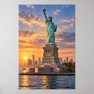 Statue of Liberty New York Sonnenuntergang Wandkun Poster