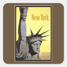 statue of liberty new york travel poster quadratischer aufkleber