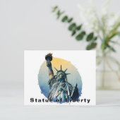 Statue of Liberty, New York Watercolor Postkarte (Stehend Vorderseite)