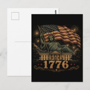 Statue of Liberty patriotische amerikanische Flagg Postkarte