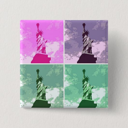 Statue of Liberty Pop Art USA Symbol Button (Vorderseite)
