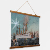 Statue of Liberty Ship Hudson New York City Wandteppich Mit Holzrahmen (Gewinkelt)