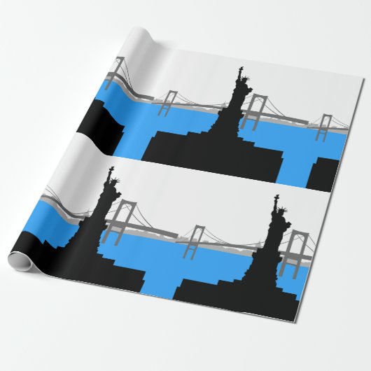 Statue of Liberty Silhouette New York Skyline Geschenkpapier (Ungerollt)