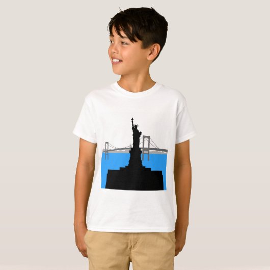 Statue of Liberty Silhouette New York Skyline T-Shirt (Vorne ganz)